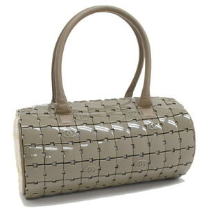 Chanel Puzzle Handbag Leather Gray Beige